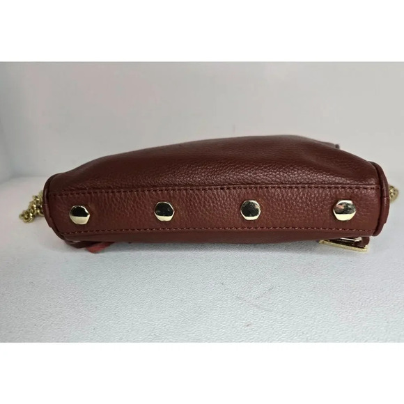 Rebecca Minkoff Mini 5 Zip Crossbody Genuine Leather Purse Bag Moto WHISKEY RED - Picture 5 of 14